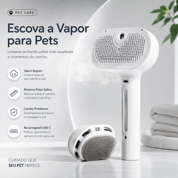 Escova de Massagem a Vapor para Pets — SoftSteam Pro