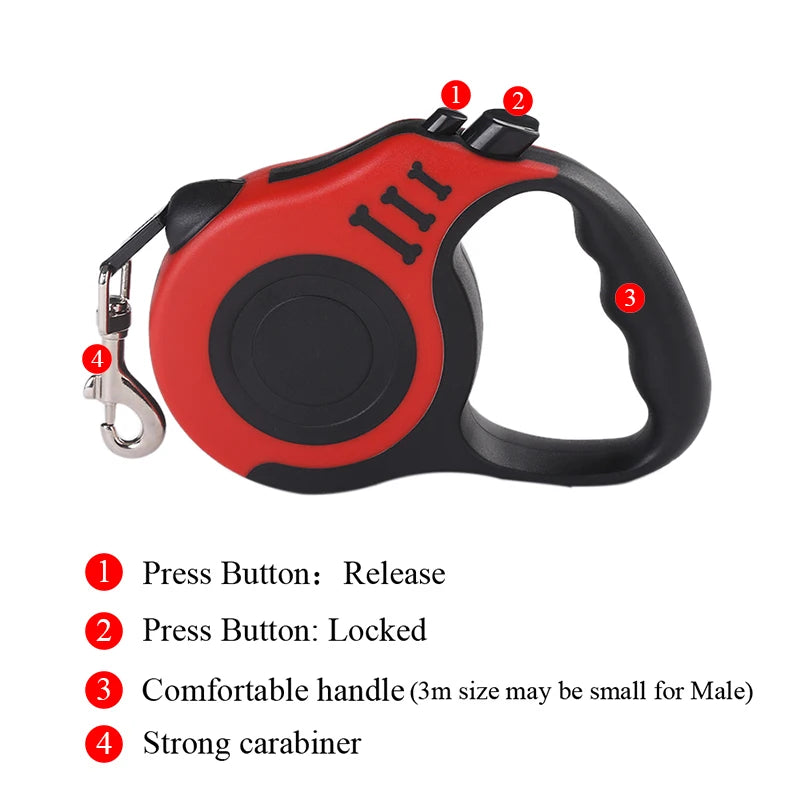 Guia Retrátil 5m para Cães e Gatos — FlexiWalk Leash