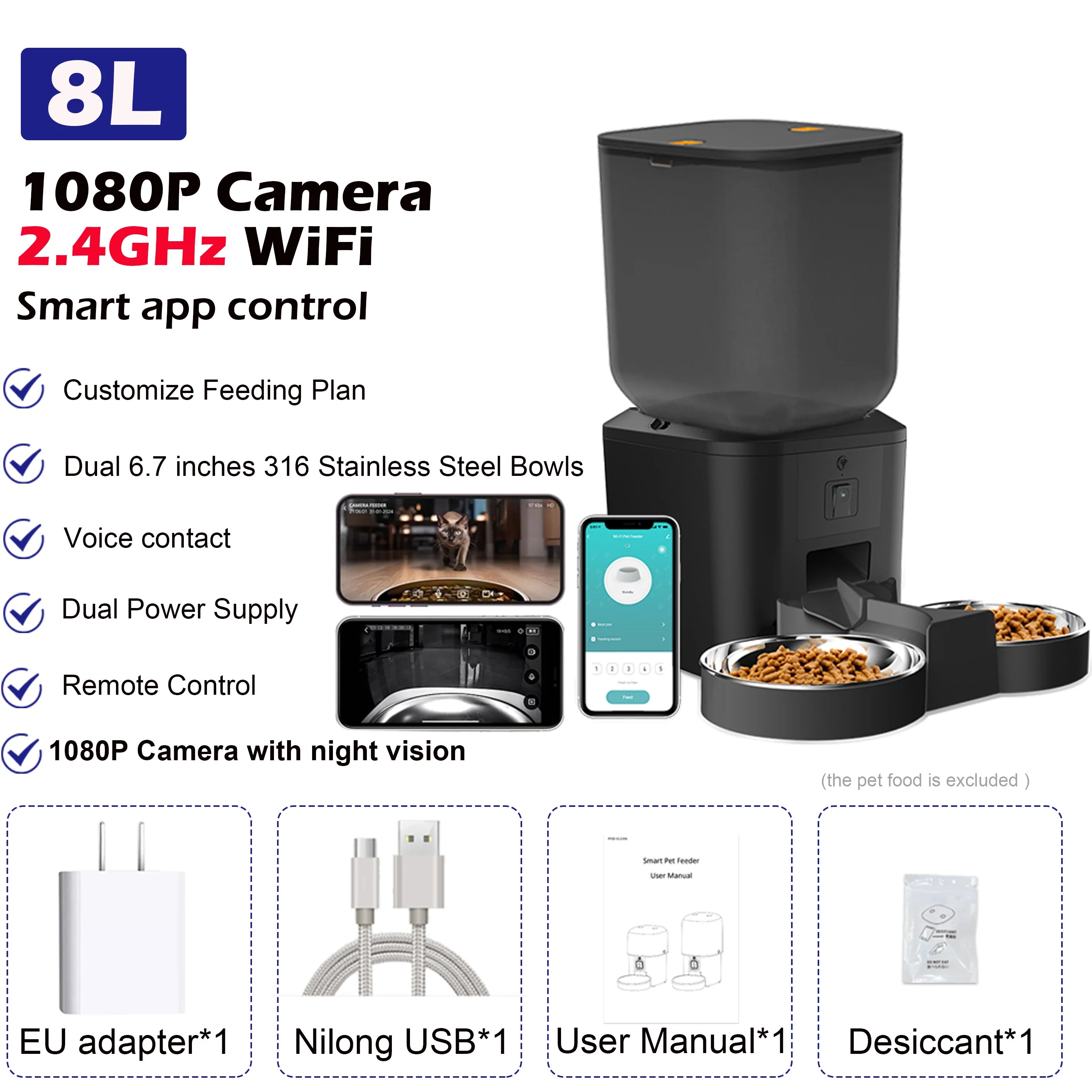 Alimentador Automático Inteligente com Câmera HD — SmartFeeder 8L