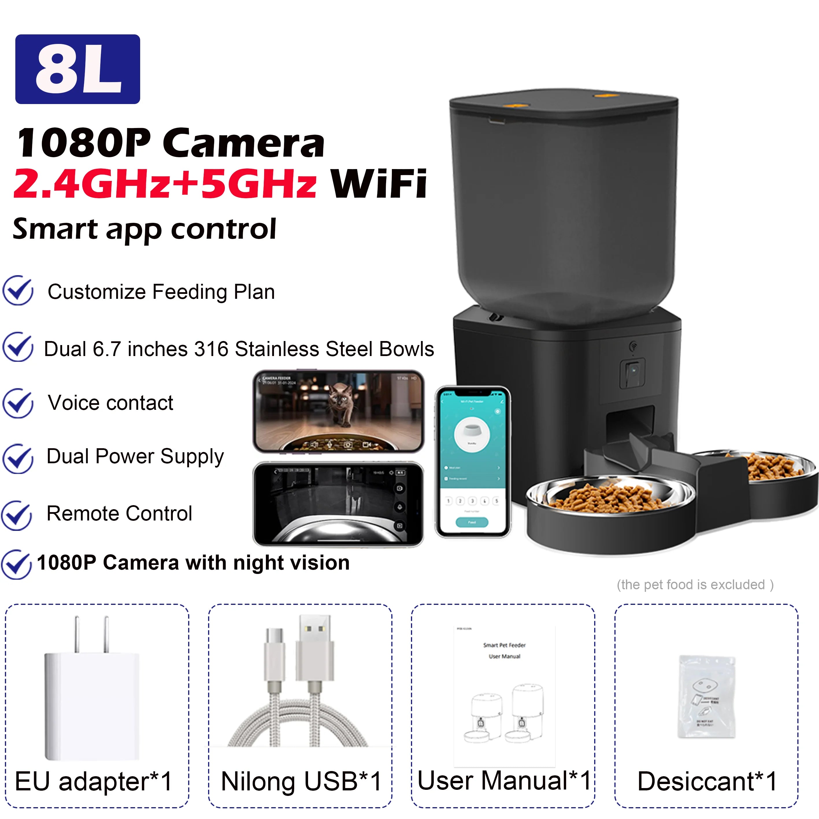 Alimentador Automático Inteligente com Câmera HD — SmartFeeder 8L