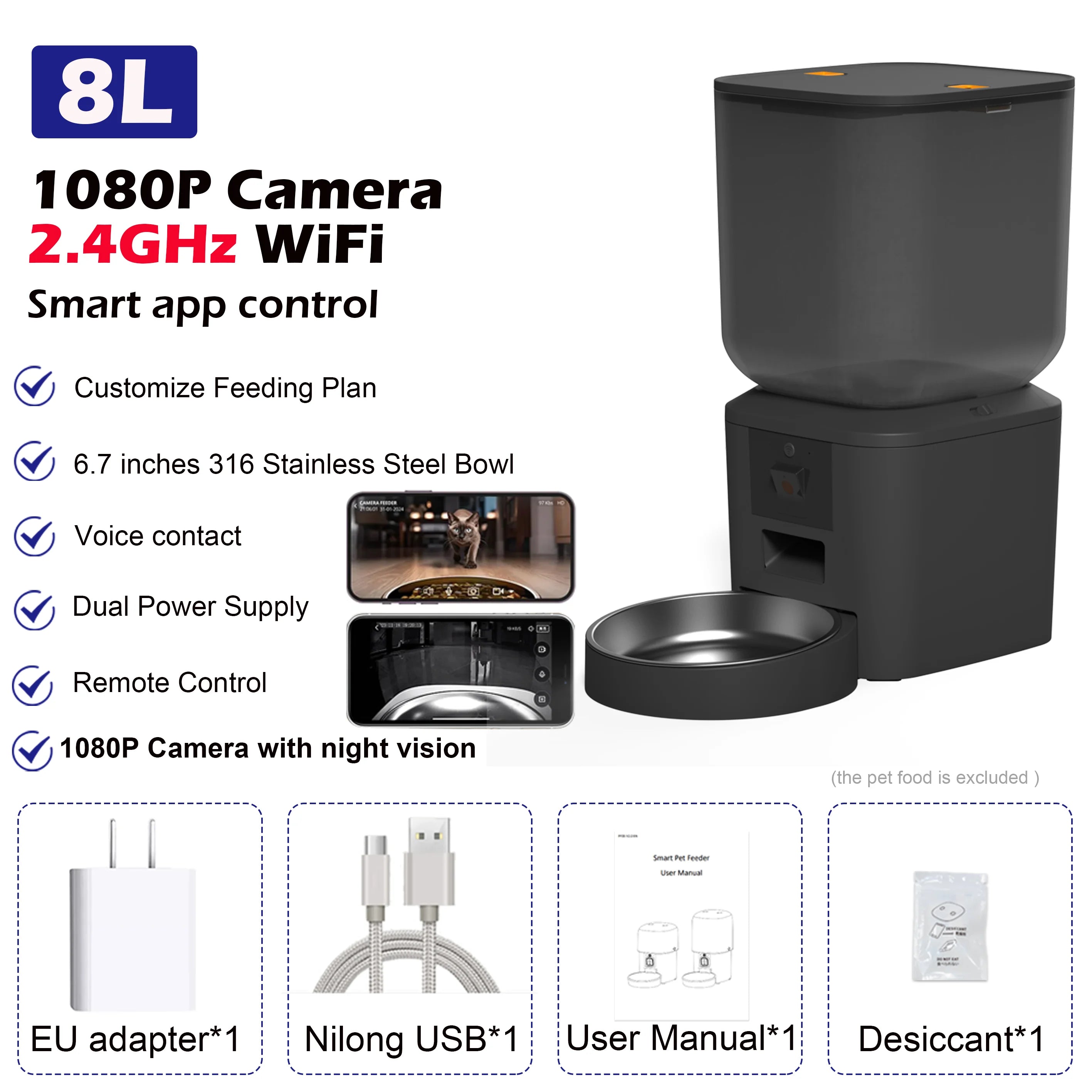Alimentador Automático Inteligente com Câmera HD — SmartFeeder 8L