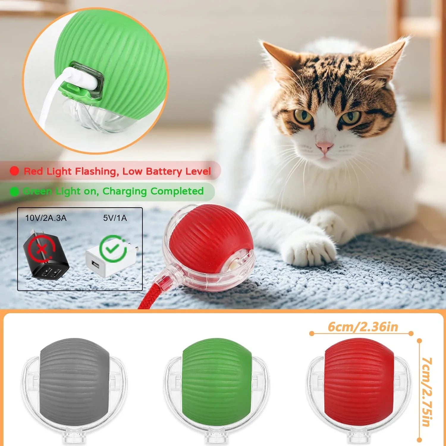 Bolinha Interativa Automática para Gatos — RollingPet Toy